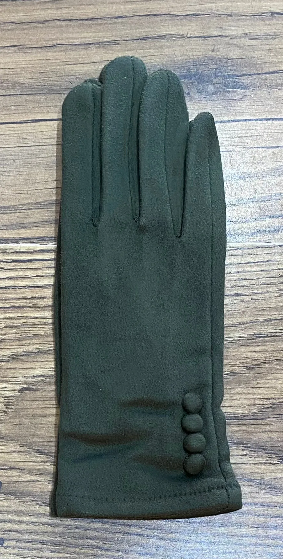 Super Stretchy Plain Suedette Gloves With Button Detail (9 Colours)