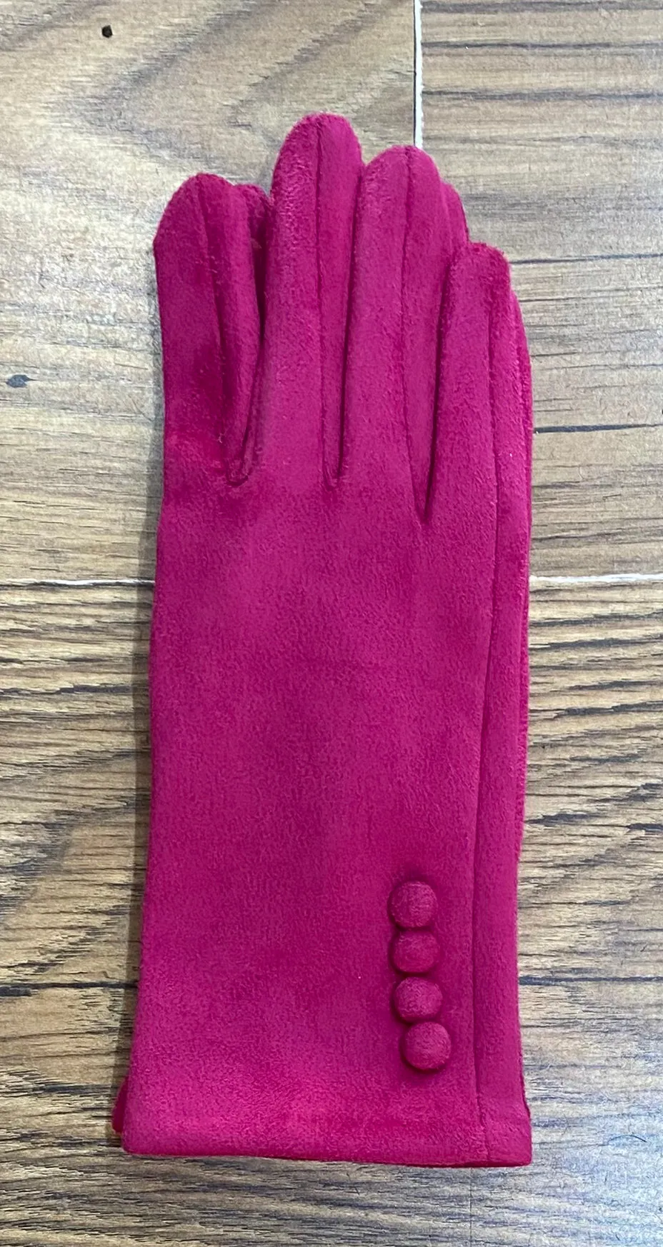 Super Stretchy Plain Suedette Gloves With Button Detail (9 Colours)