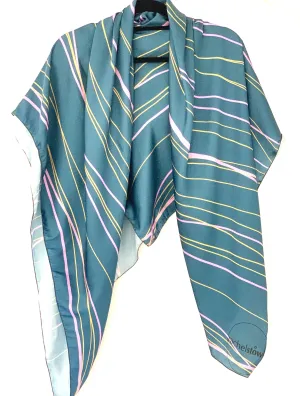 Teal Surprise Designer Silk Scarf