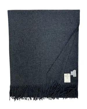 Tessitura Di Novara Cashmere Throw Blanket Black Dark Gray - Zegna Fabrics SALE