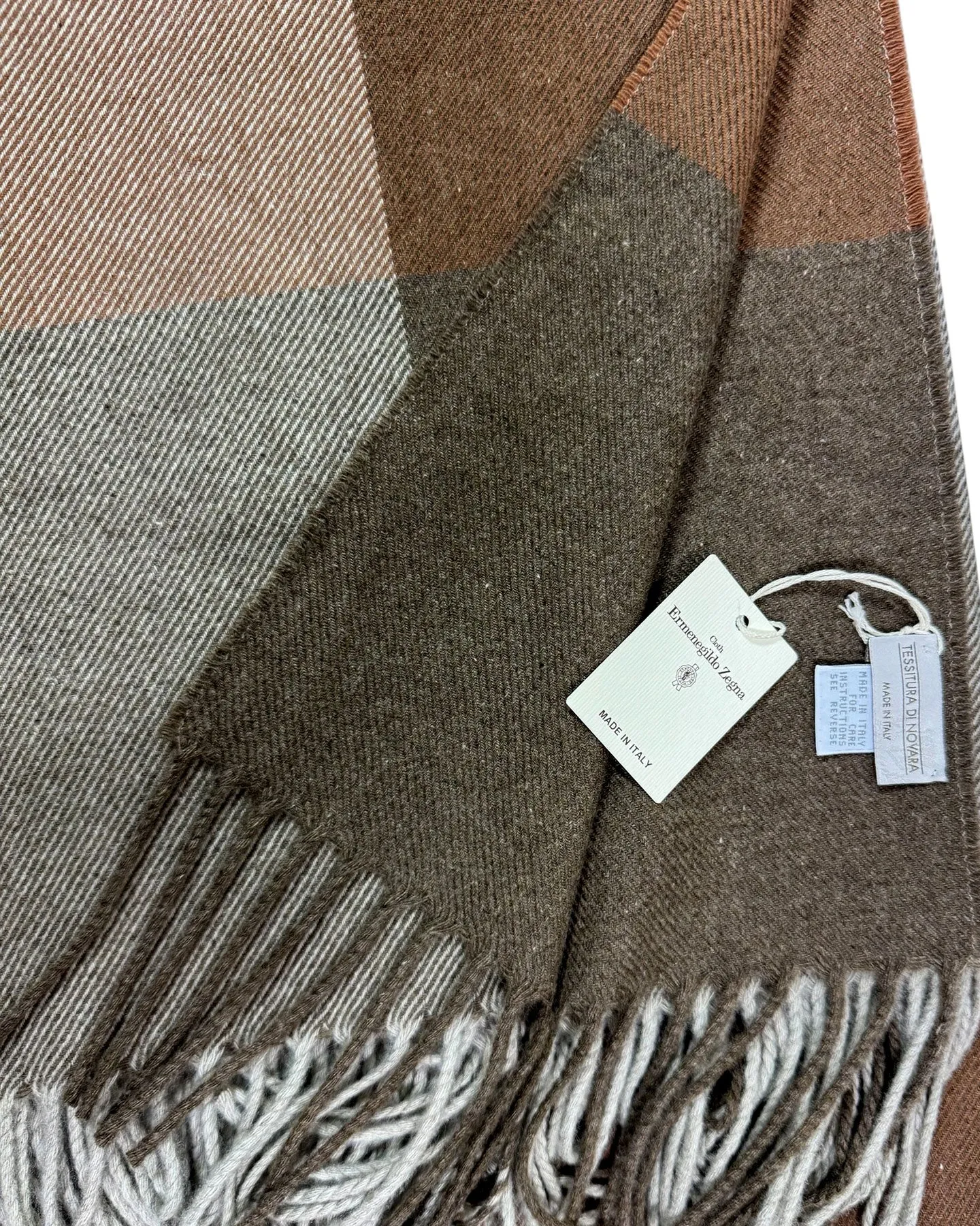 Tessitura Di Novara Cashmere Throw Blanket Brown Gray - Zegna Fabrics SALE