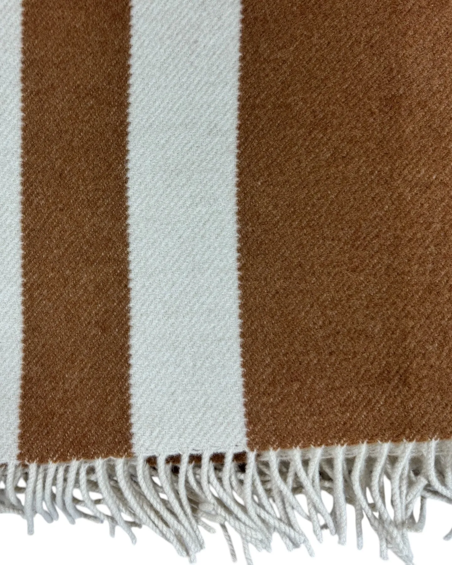 Tessitura Di Novara Wool Throw Blanket White Brown - Ermenegildo Zegna Fabrics