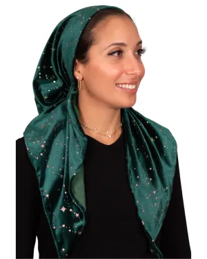 Tie Ur Knot Galaxy Velvet Emerald Pre-Tied Bandanna with Full Non Slip Grip