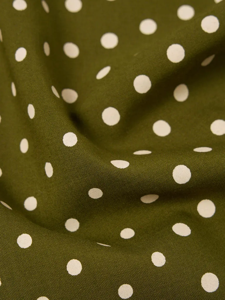 Universal Works Short Dot Print Scarf in Green