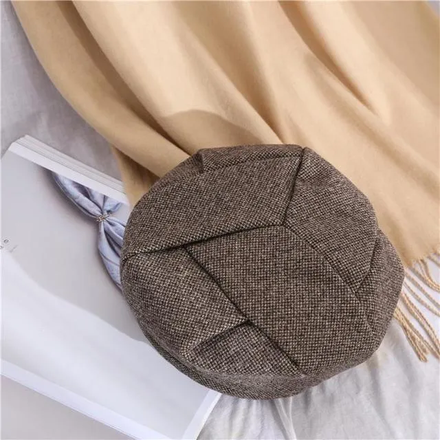 Vintage Beret Cap Octagonal Hat Autumn Winter Hats For Women