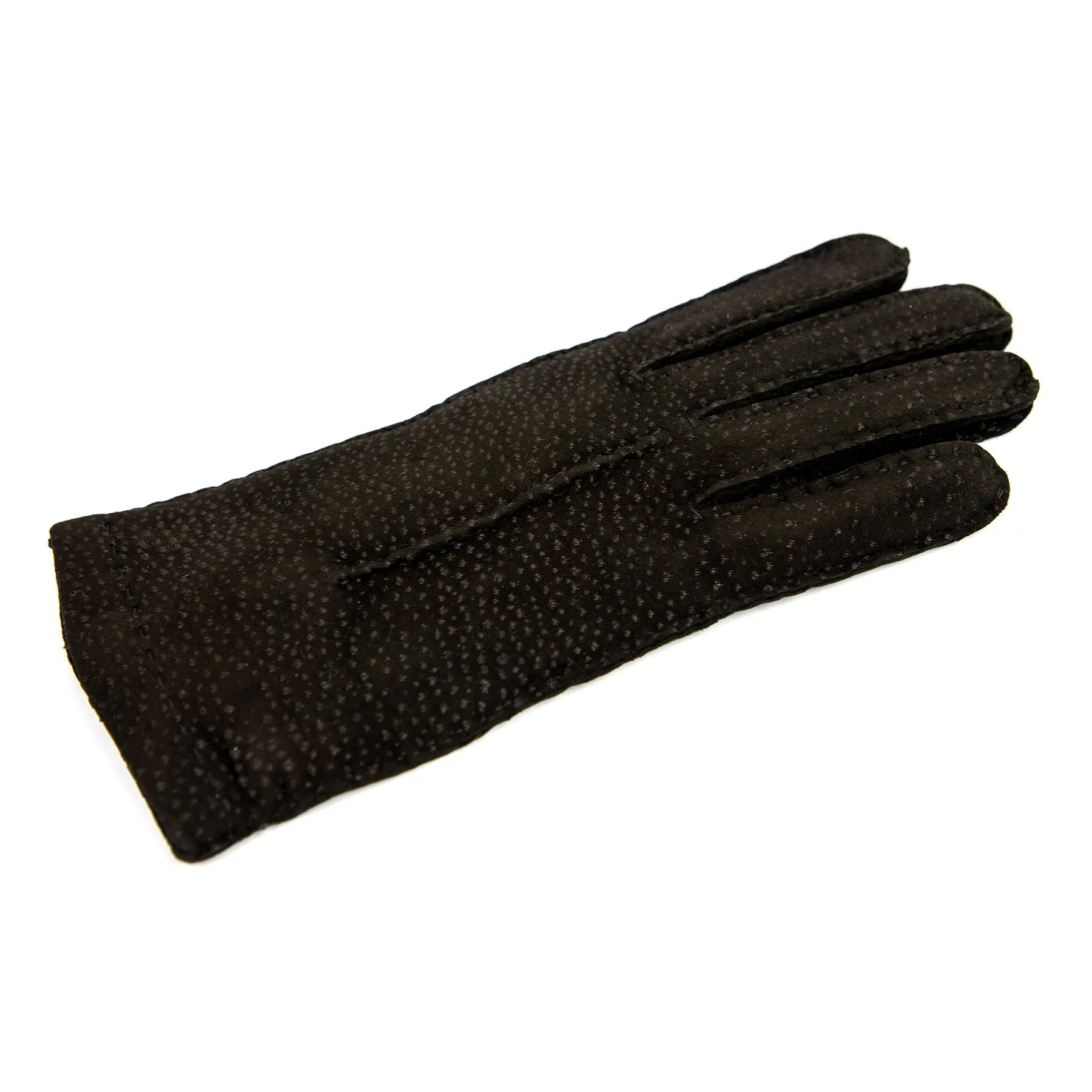 Woman's black carpincho gloves entirely hand-sewn cashmere lined