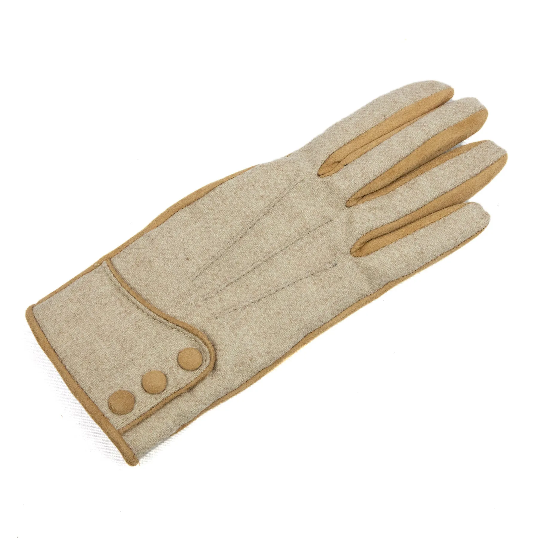 Women's beige leather gloves with Vitale Barberis Canonico wool top