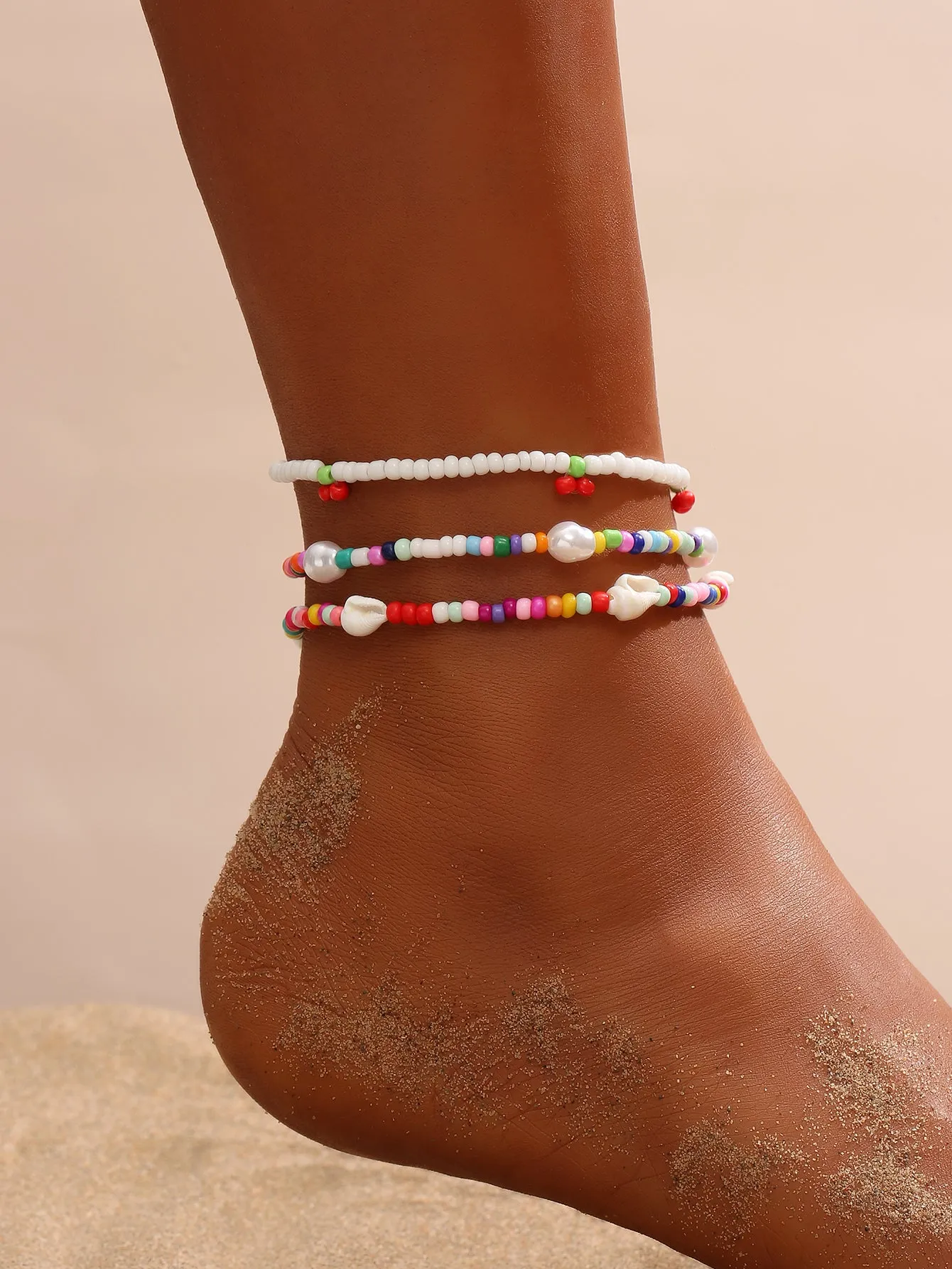 Women's Sweet Pure Multi-Color Bead Anklet